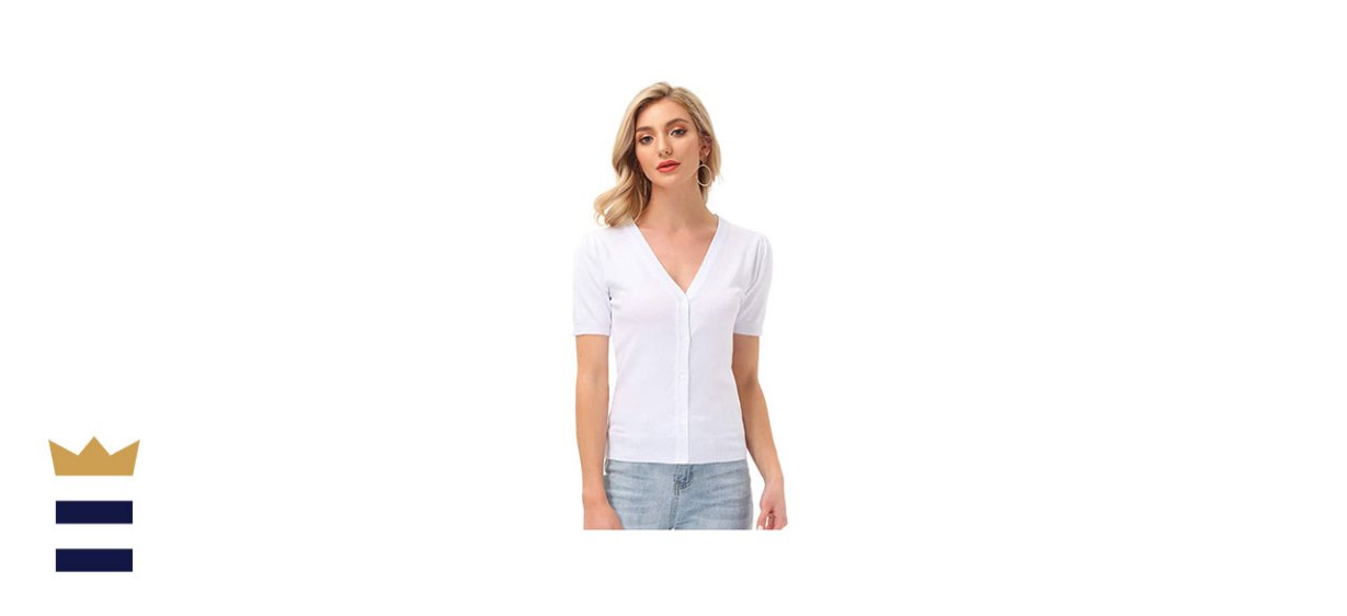 SELX Women Short Sleeve Open Front Knit Cropped Bolero Shrug Cardigan SELX Women Short Sleeve Open Front Knit Cropped Bolero Shrug Cardigan