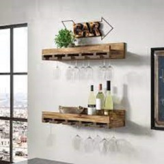 Union Rustic Oconner Solid Wood Wall Mounted Wine Glass Rack