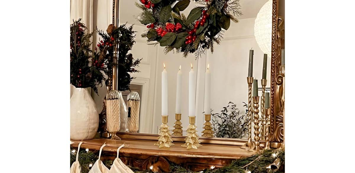 WDS WONDROUS Christmas Tree Candle Holders Set of 4