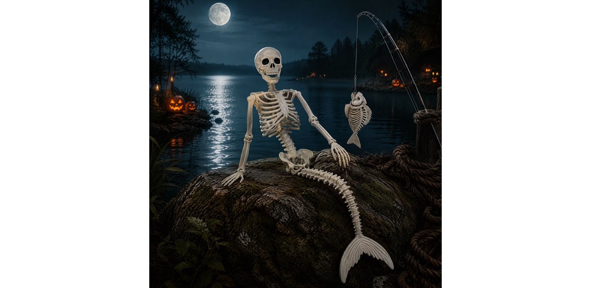 weswose 36inch Halloween mermaid skeleton