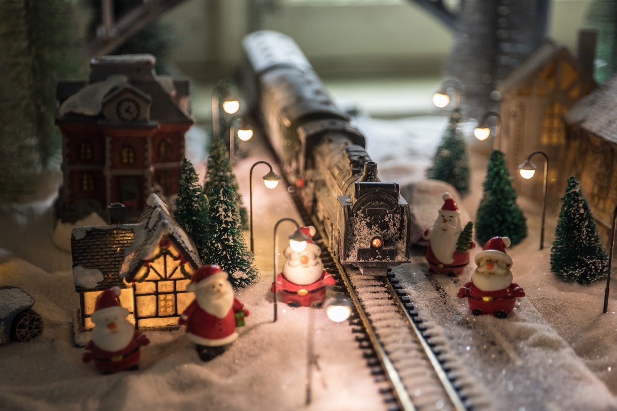 a Christmas village set