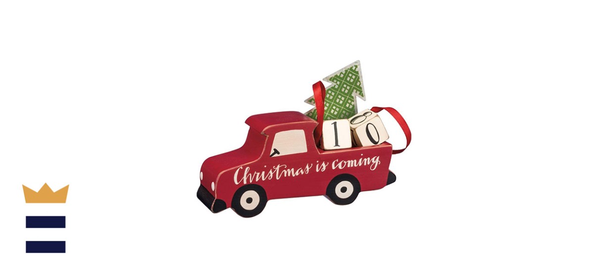 Hand Lettered Countdown Block Red Truck