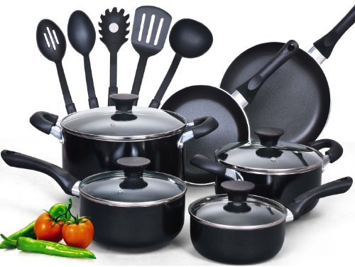 Cook N Home 15-Piece Nonstick Stay-Cool Handle Cookware Set