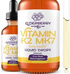 ELDERBERRY HILL ORGANICS Vitamin K2 MK7 Liquid Drops for Bone Density