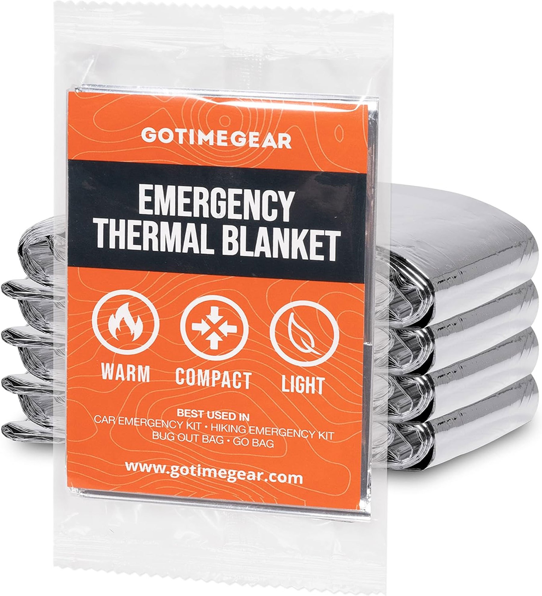 Go Time Gear Emergency Blankets for Survival (4 Pack)