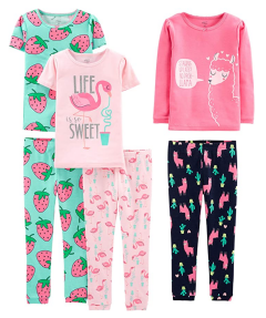 Simple Joys by Carter's Girls' 6-Piece Snug Fit Cotton Pajama Set