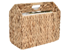 StorageWorks Hand-Woven Water Hyacinth Divided Magazine Basket